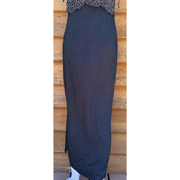 Vintage 90s Carole Little Black Maxi Dress W/ Goat & Chicken Graphic Top Sleevel - Picture 9 of 9